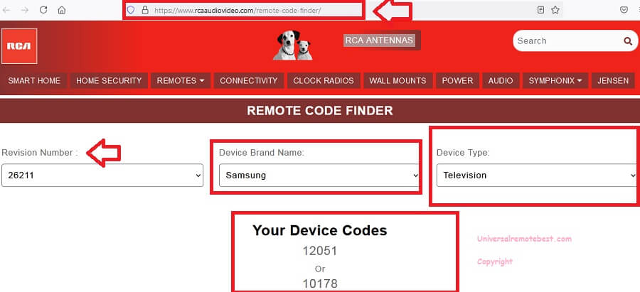 find the RCA universal remote codes from the official website